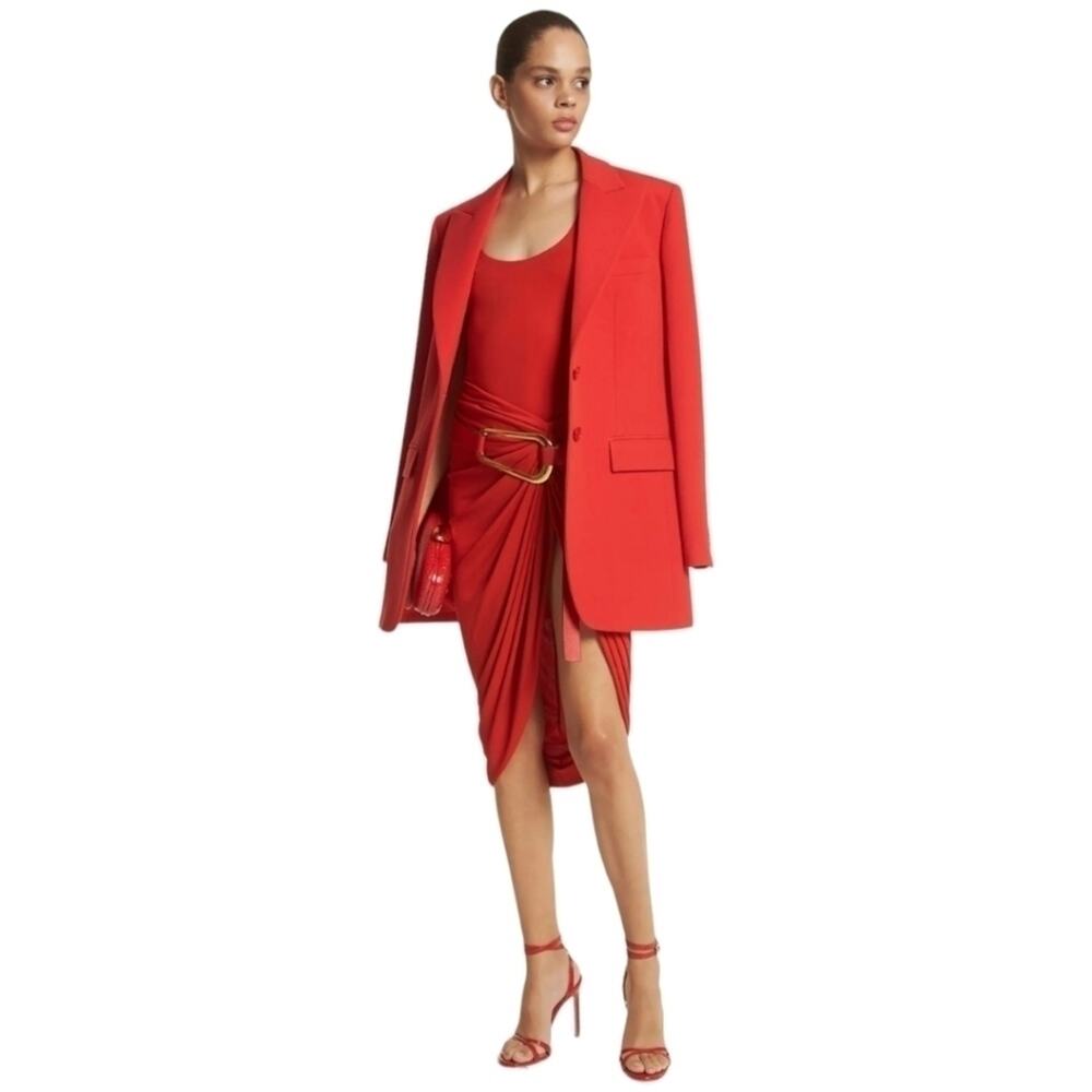 Michael Kors Collection Poppy Red Matte Jersey Racerback Bodysuit 10 NWT